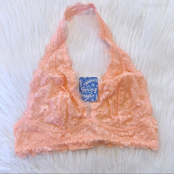 NWT Free People Galloon Lace Halter Bralette Orange - Picture 4 of 9